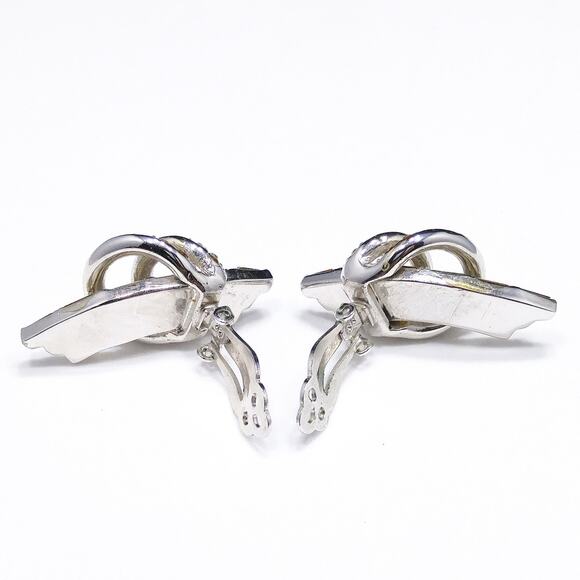 Bellini Clear Rhinestone Wedding Earrings, Rhodium Plated, 1990s Vintage Jewelry - Picture 5 of 10